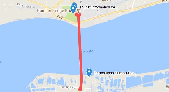 Humber Bridge Walking Route From Hessle to Barton