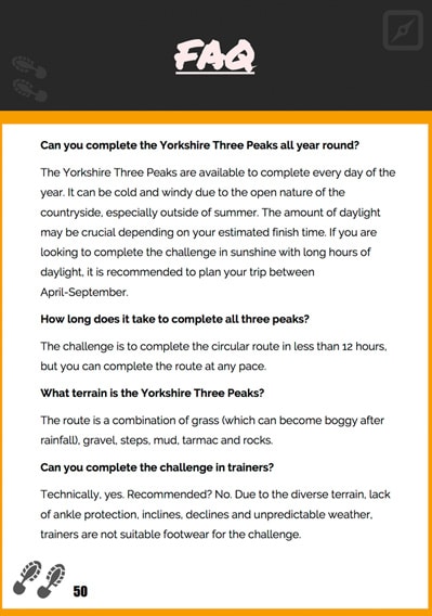 Yorkshire Three Peaks Guide Preview FAQ