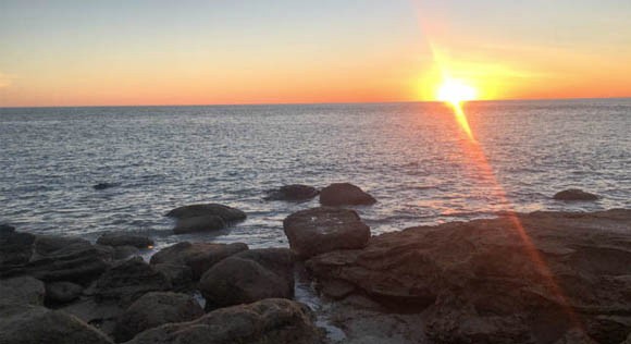 Rocks at Broome with dinosaur footprints