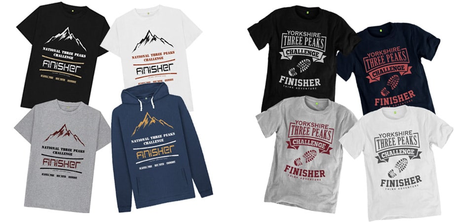 Collection of National Three Peaks and Yorkshire Three Peaks tshirts