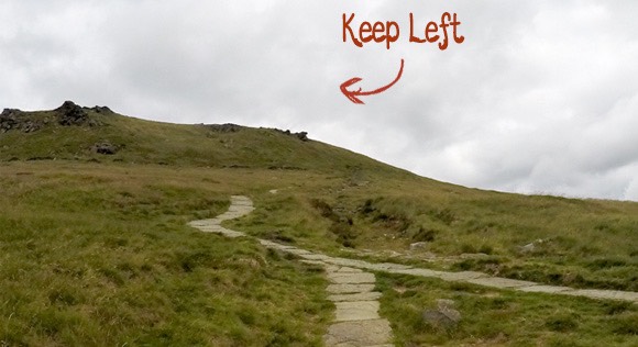 Left turn towards Edale Rocks