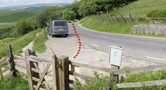 Road crossing after Mam Tor