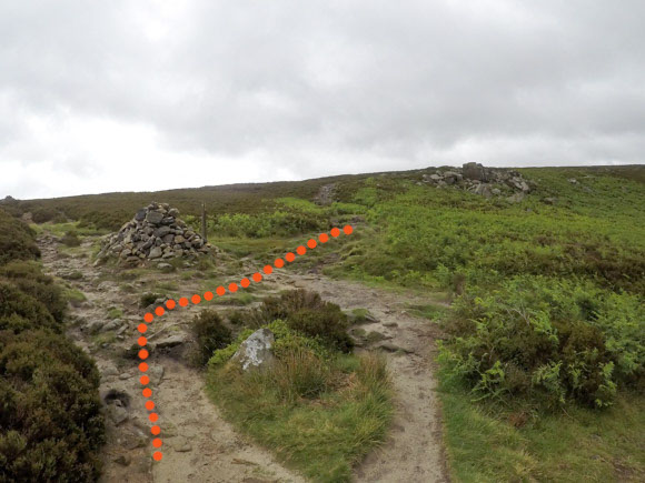 Cairn and path with route