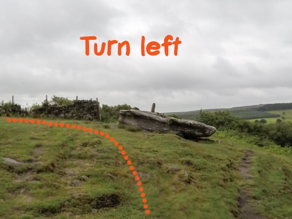 Left turn at large stone