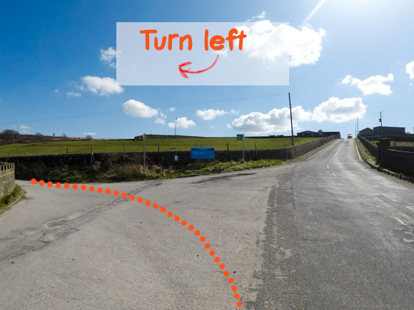 Left turn to bridleway cemetery road